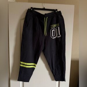 Zumba Black Capri Joggers with Neon Accents